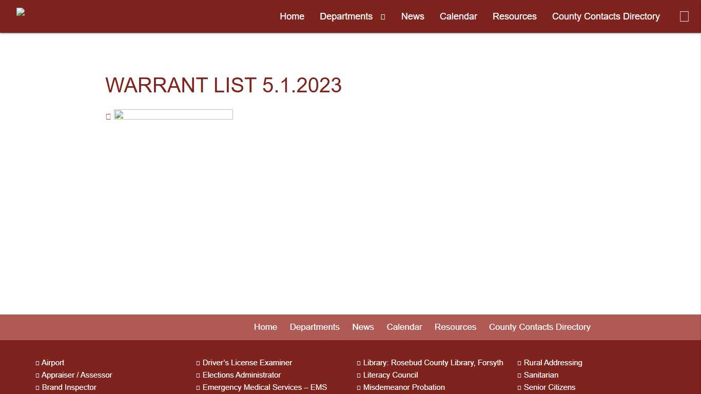 WARRANT LIST 5.1.2023 - Rosebud CountyRosebud County